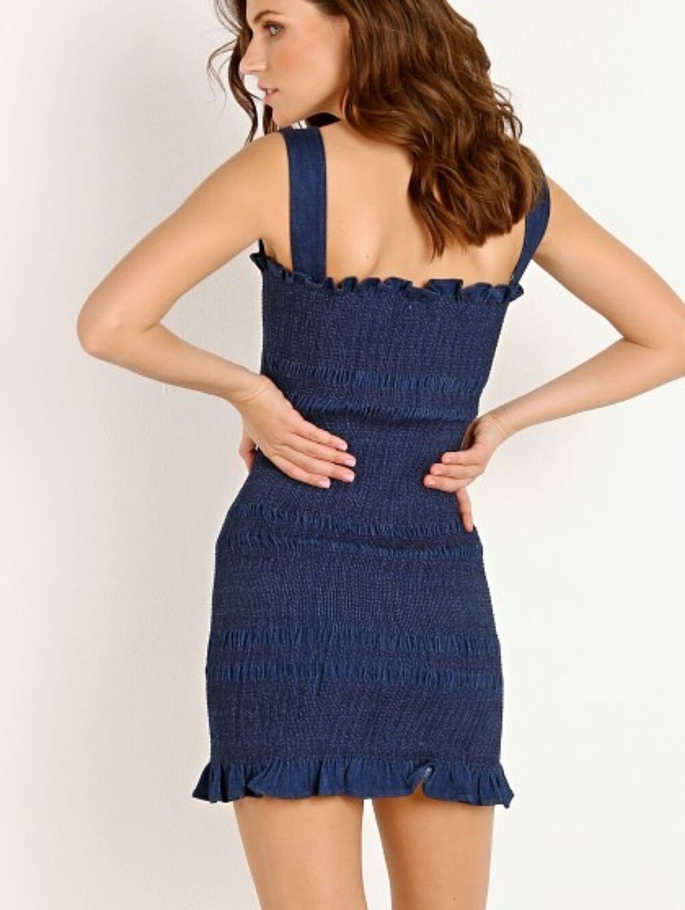 Capulet Viviane Navy Smocked Mini Dress Sundress with Ruffled Hem